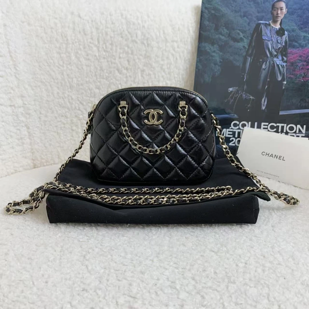 99新 Chanel/香奈儿 壹臻/24B黑金羊mini贝壳包 52576778