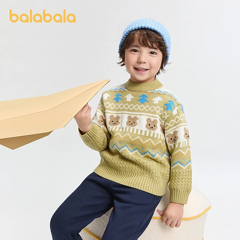 巴拉巴拉童装儿童毛衫男童秋冬费尔岛提花针织衫内搭洋气萌趣上衣