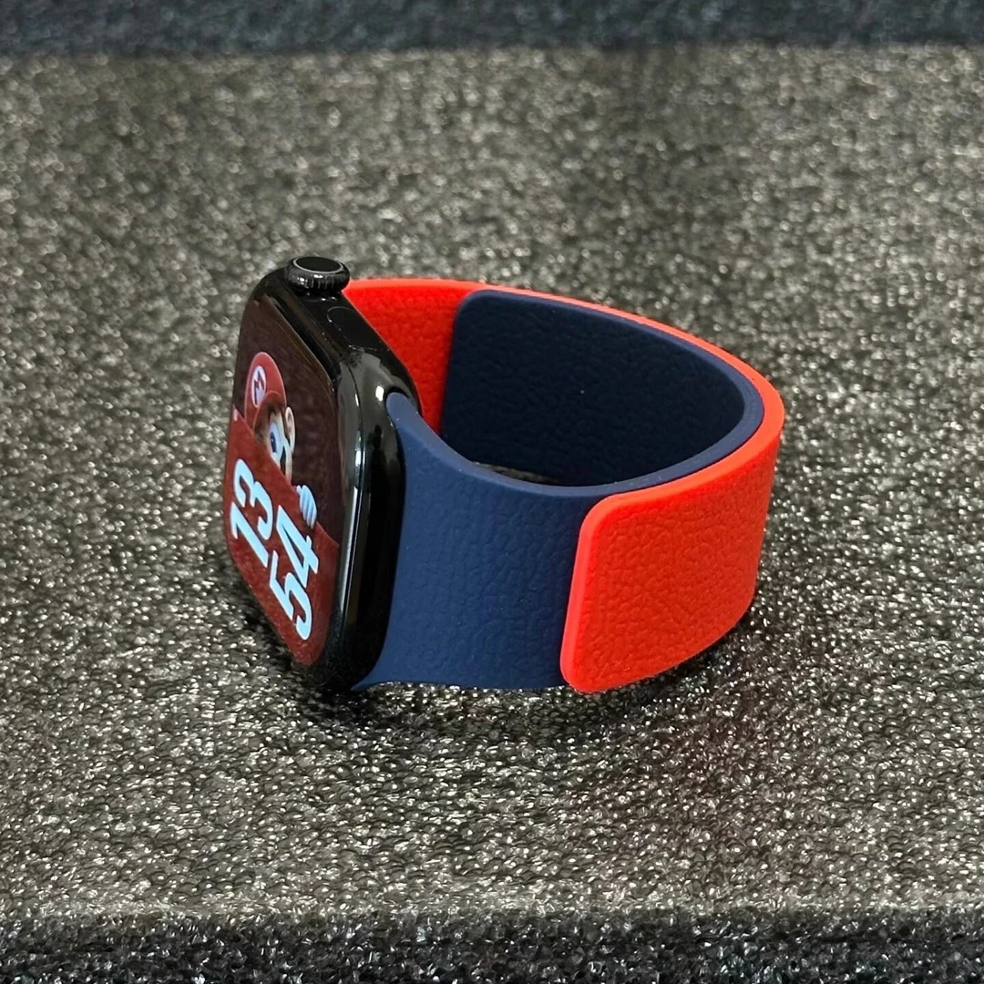 拼色荔枝纹硅胶超强磁吸iWatch11表带适用苹果s10手表s9s8s7女se3