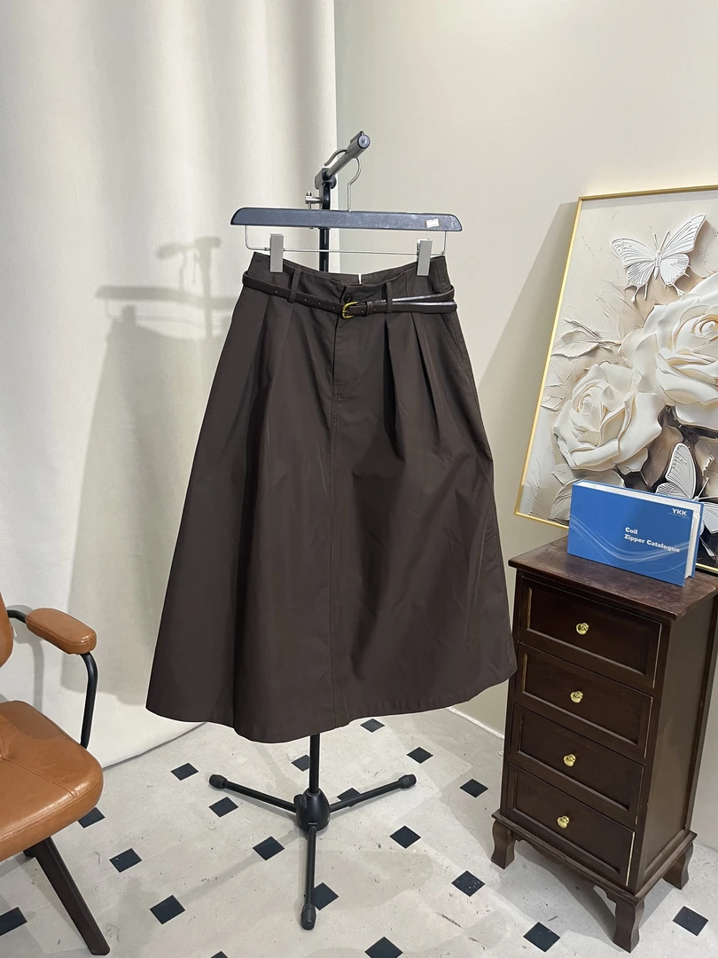 【A1551】巧克力色A字版裙高级感质感百搭