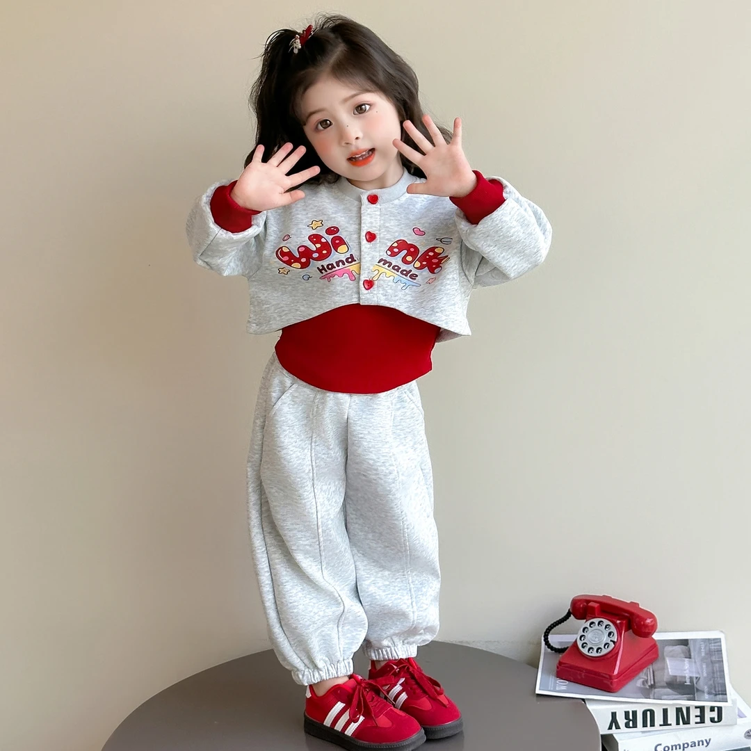 女童套装秋装2025新款洋气儿童春秋款韩版宝宝运动两件套网红秋季