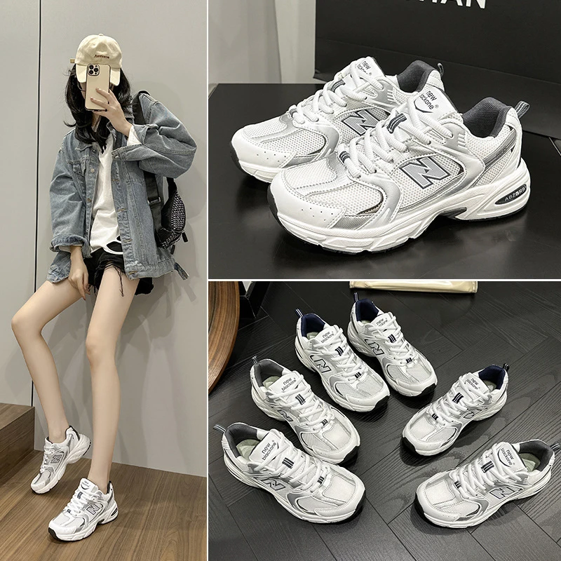 哇噢情侣运动鞋透气跑步鞋休闲轻便慢跑鞋老爹男鞋女鞋厚底网面