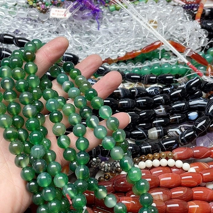 玛瑙/玉髓珠宝半成品未镶嵌一条10mm绿玛瑙