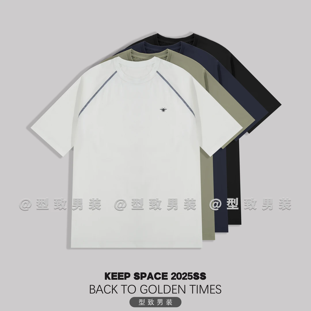 锦氨弹力速干运动短袖后背呼吸透气网孔男士休闲T恤25210#1417