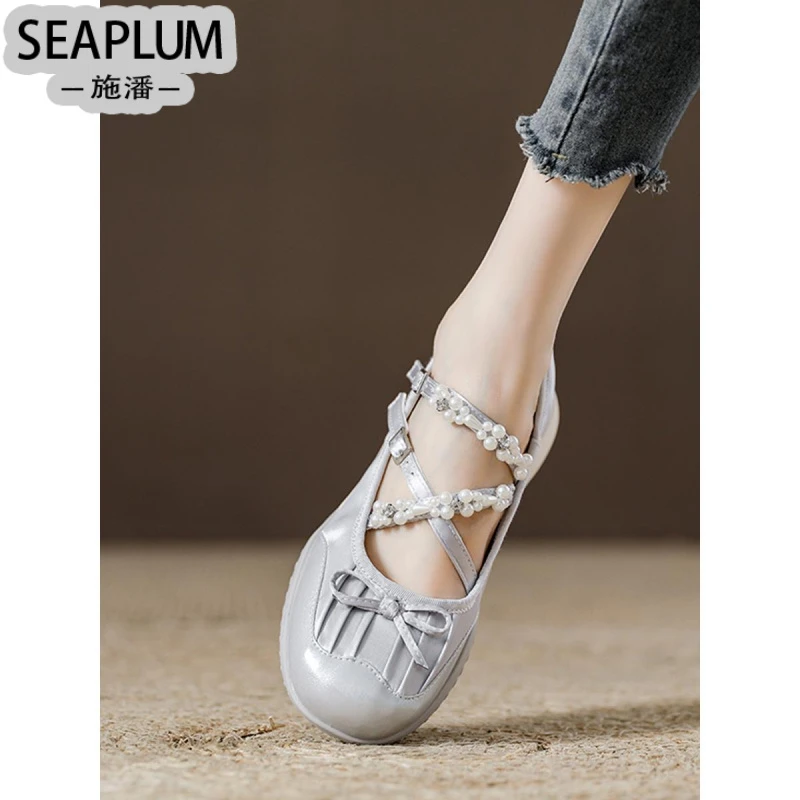 累脚新娘鞋婚庆结婚鞋高档大码珍珠缎面芭蕾鞋女软底舒适单鞋珍鞋