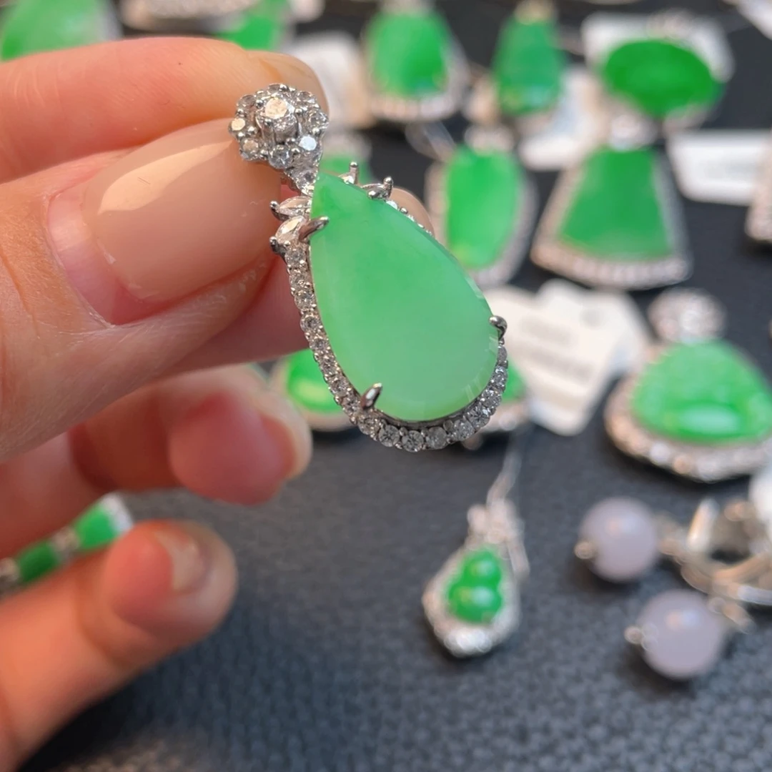 翡翠银S925镶嵌吊坠(不含链)