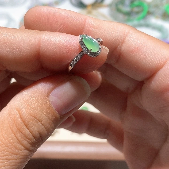 翡翠银S925镶嵌戒指11号