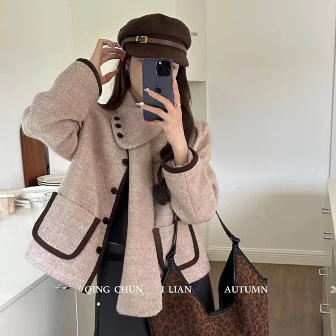 无印心匠围巾领~可拆卸时尚百搭外套   A25735-1