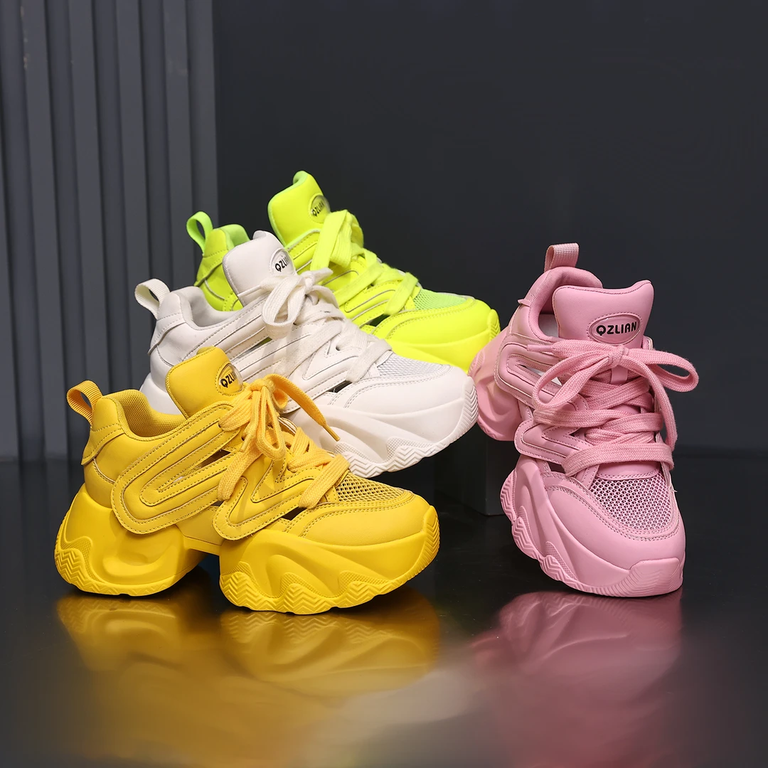 千之恋现货增高6CM2025秋季爆款透气休闲风百搭软底气质女鞋6015