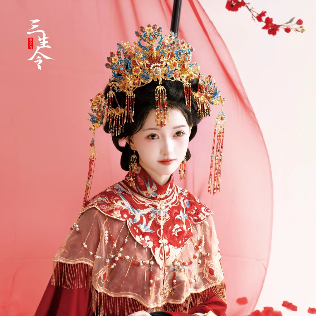 三生令【风华】烧蓝明制新娘复古婚礼宫廷古典凤冠明制大气中式结婚