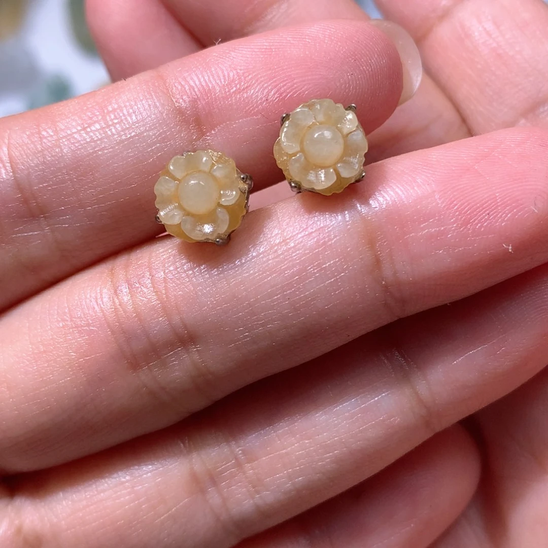 未镶嵌定制翡翠花花耳饰