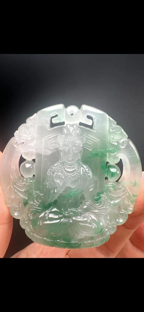 非洲翠高货冰飘花吊坠