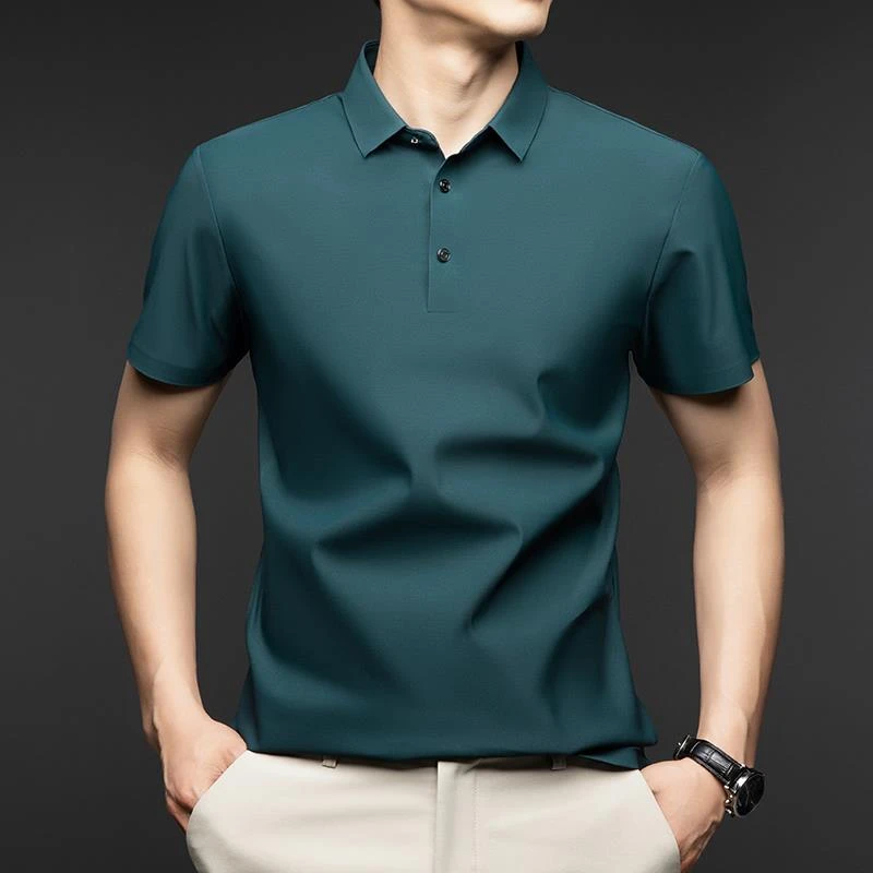 夏季轻奢商务polo衫短袖男t恤2025新款美式高端男装翻领商务休闲T
