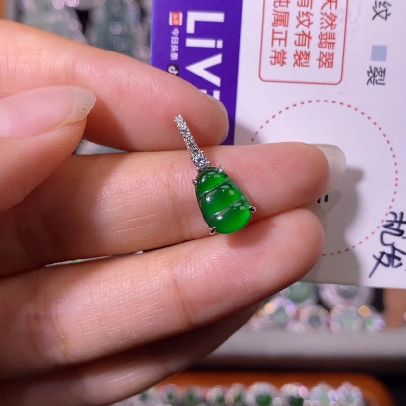 【闪购商品】翡翠银S925镶嵌颈饰天然