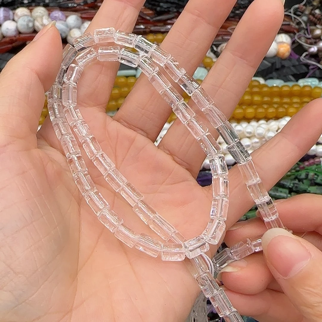 合金玛瑙/玉髓珠宝半成品白水晶4-7mm一条