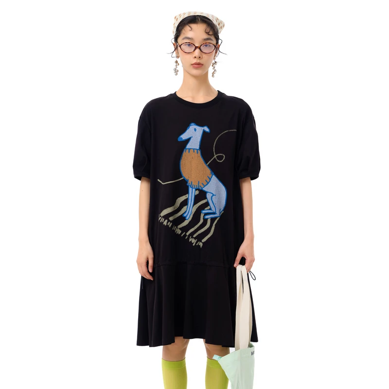 MOVEUP幻走2025夏季新款.FUN 狗狗印花可调节针织连衣裙325211369