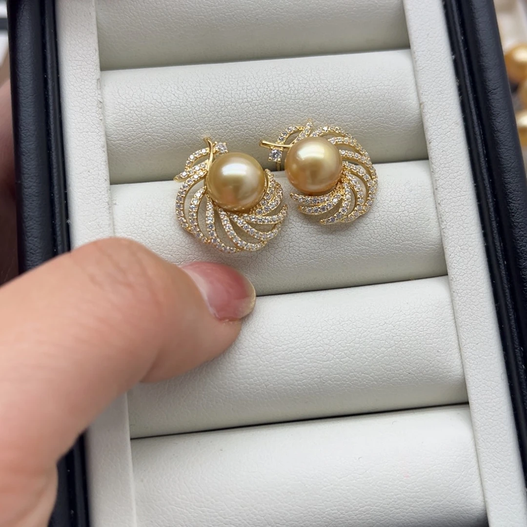 海水珍珠耳饰银S925镶嵌