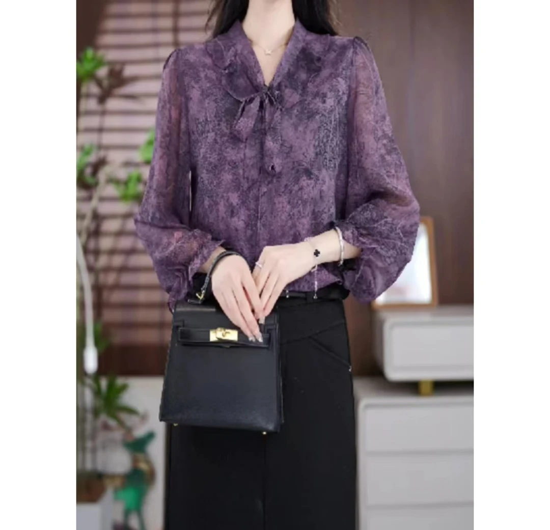 2025开春新款假飘带衬衫a百搭不挑人859洋气减龄长袖休闲