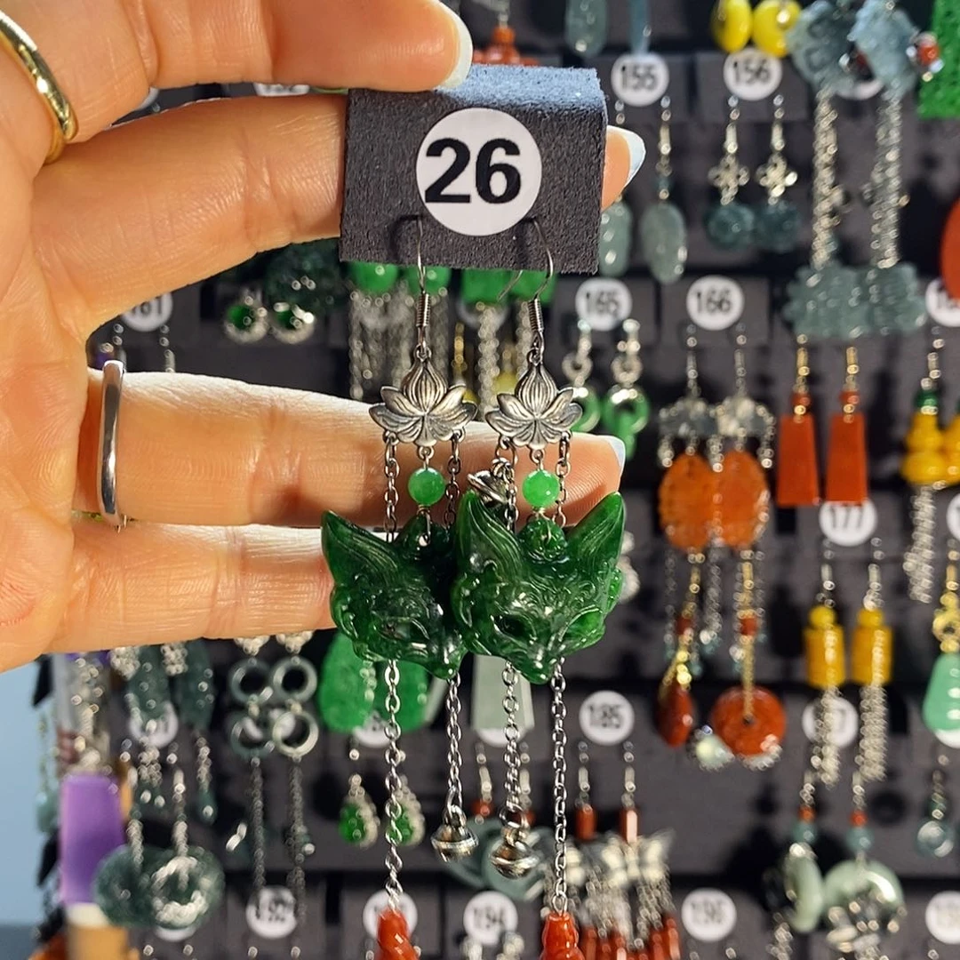 银S925镶嵌翡翠耳饰26