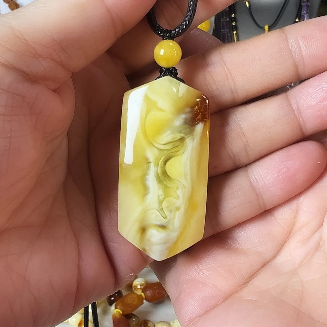 琥珀未镶嵌颈饰琥珀蜜蜡妖蜡吊坠