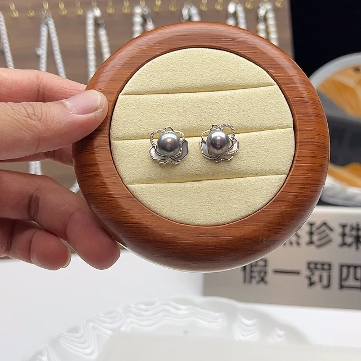 银S925镶嵌淡水珍珠耳饰