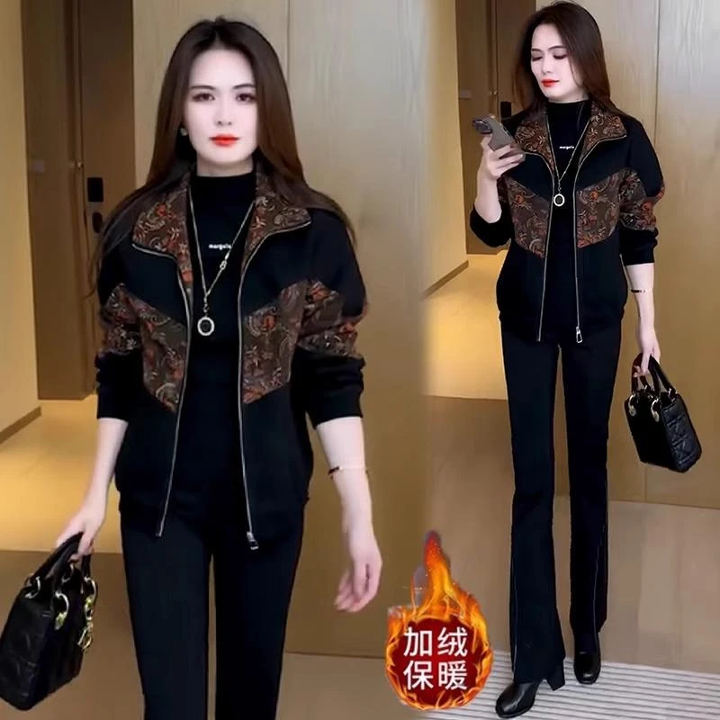 加绒加厚时尚短外套女士2025年春秋冬季新款百搭小个子夹克衫上衣