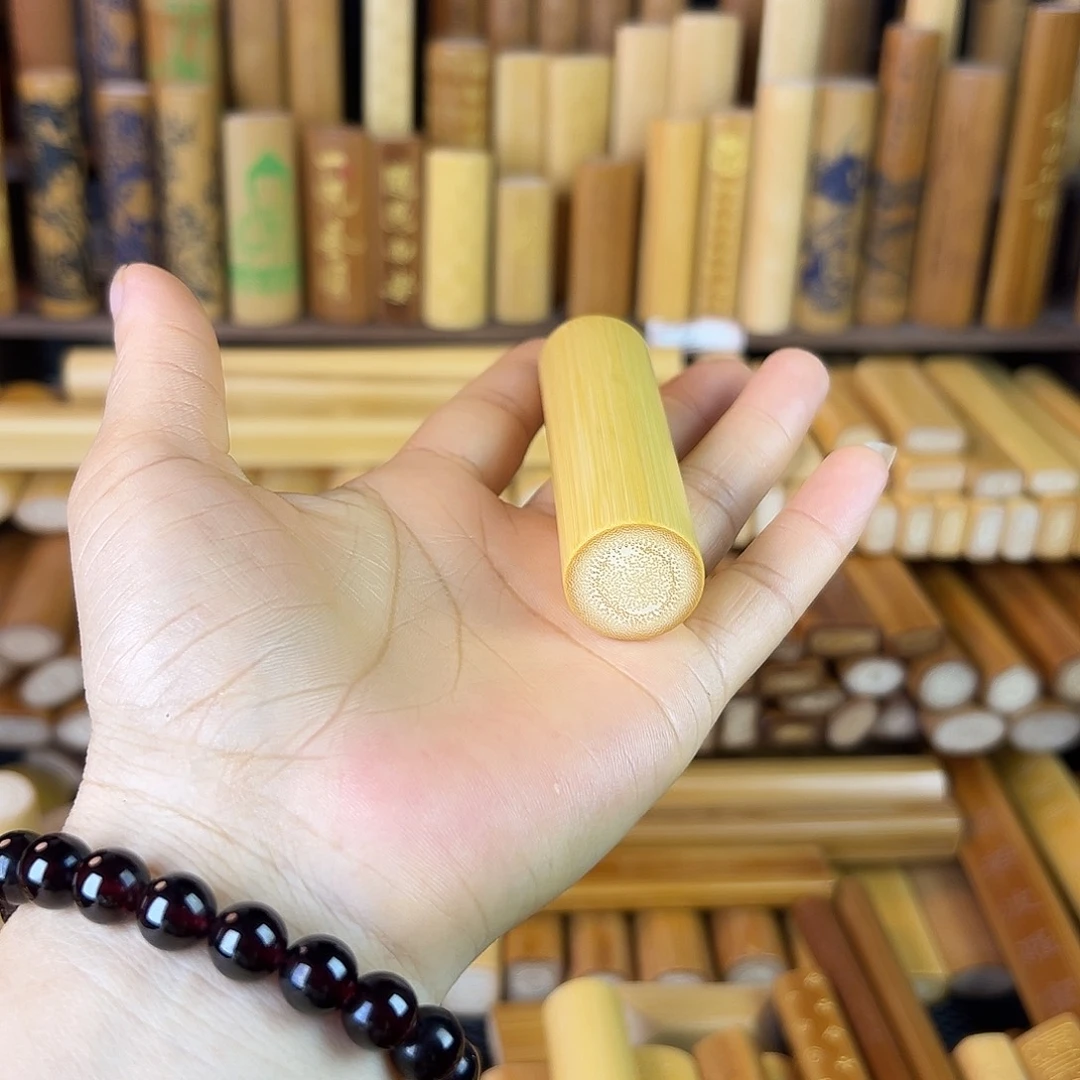 实心玉竹手把件圆