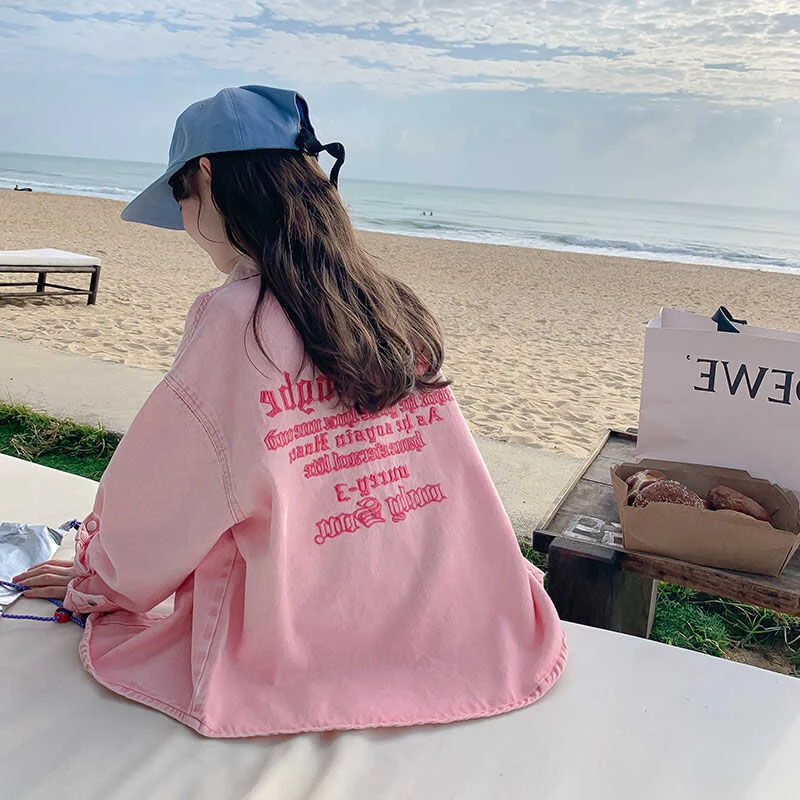 童装女童韩版休闲牛仔衬衣春装新款儿童时尚外套宝宝宽松百搭洋气