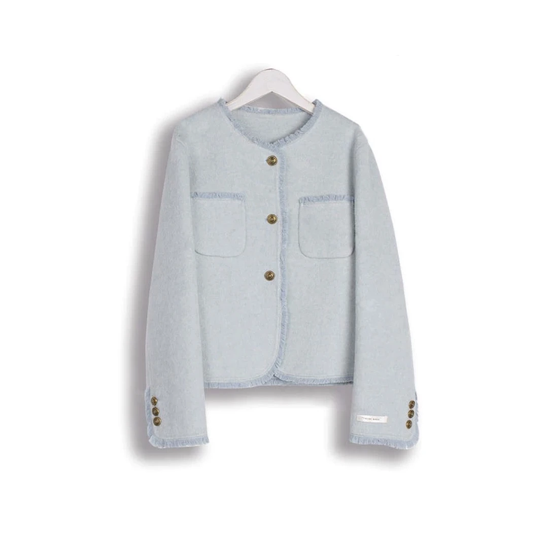 2025春装早春短款小香风双面羊毛大衣83688