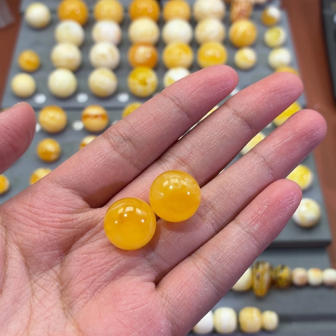 琥珀未镶嵌裸石圆珠