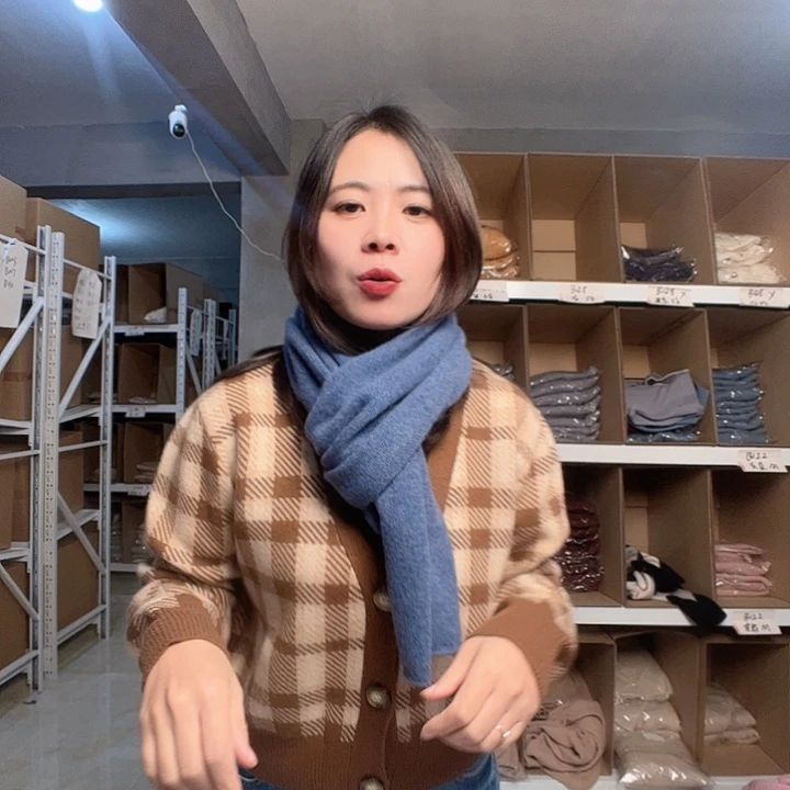 牛仔蓝色围巾纯山羊绒