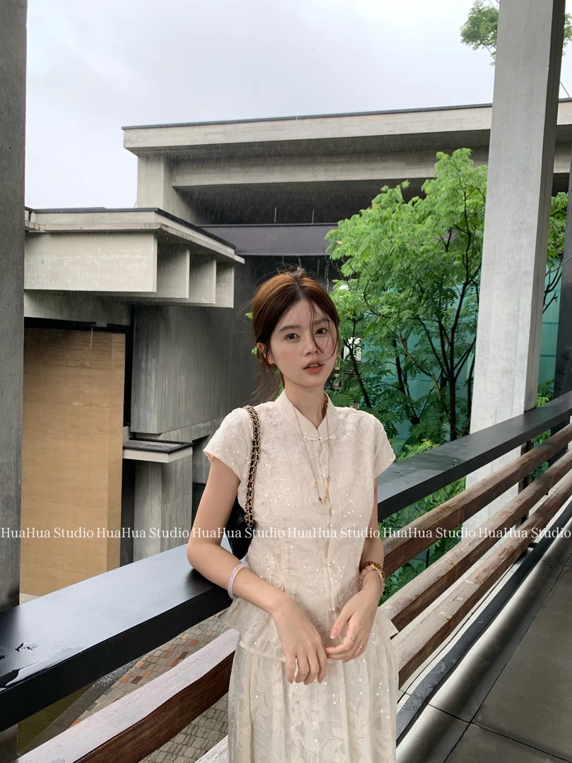 【花花】梦华录~刺绣重工亮片绣花衬衫收腰气质高级感百搭上衣小衫