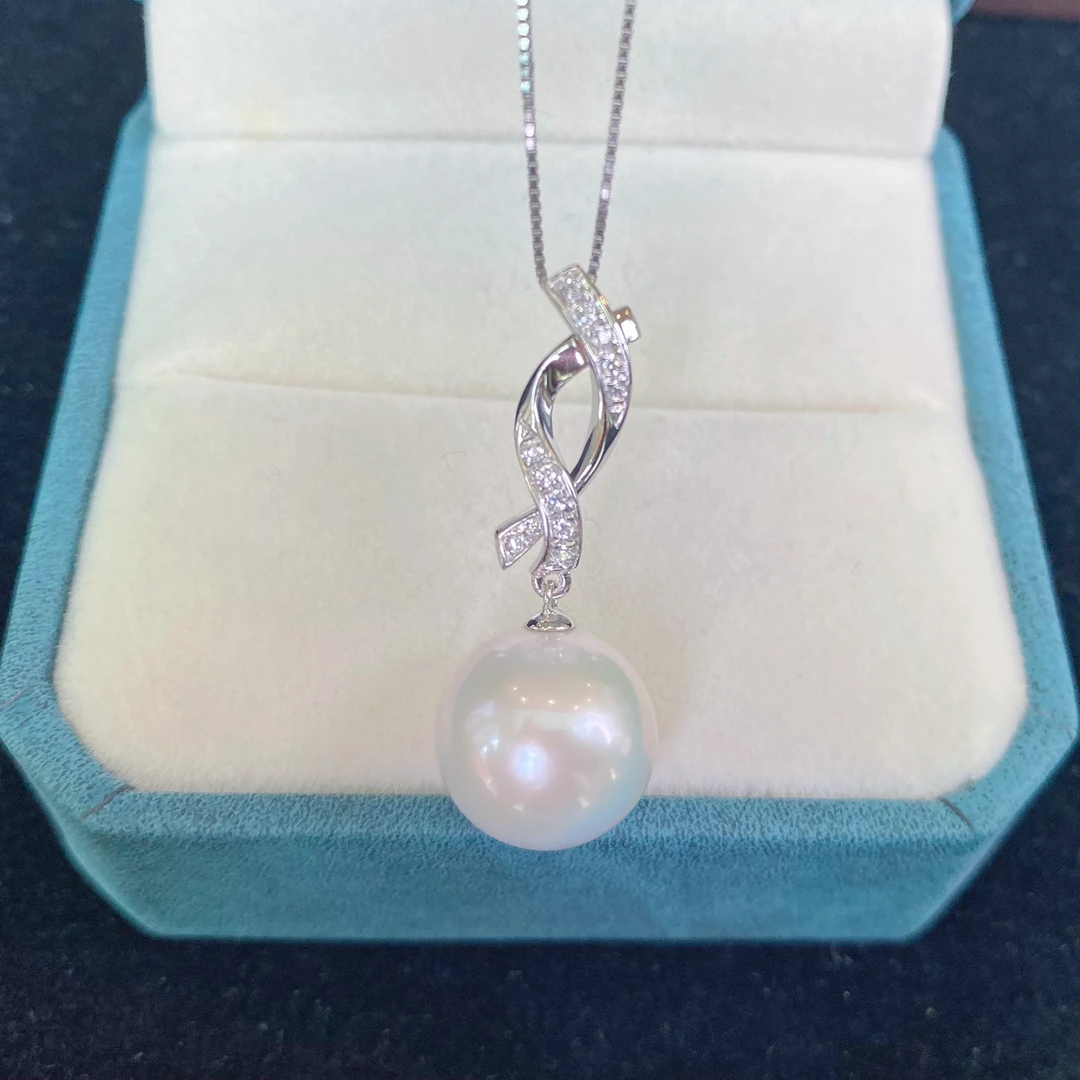 送妈妈13-14mm淡水珍珠吊坠爱迪生珍珠项链高品质冷白光k金母亲节