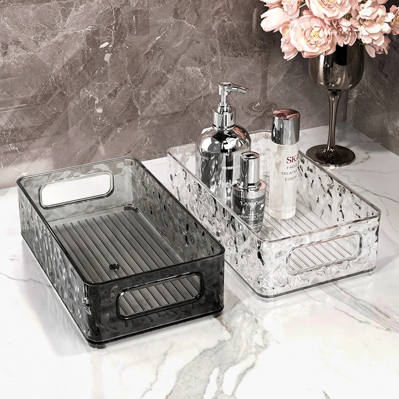 透明亚克力收纳盒桌面化妆品口红零食收纳筐护肤品梳妆台杂物盒子