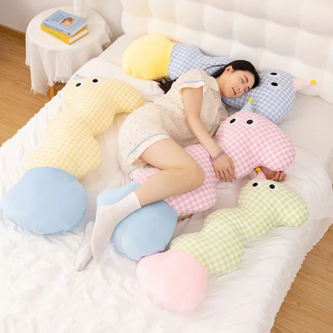 泡泡纱格子云朵长条抱枕卧室女生睡觉夹腿专用侧睡孕妇靠枕靠垫
