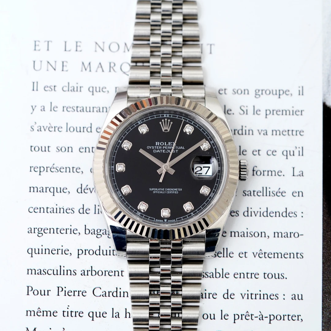 95新 Rolex/劳力士 25年日志型126334黑盘镶钻男士经典自动机械表