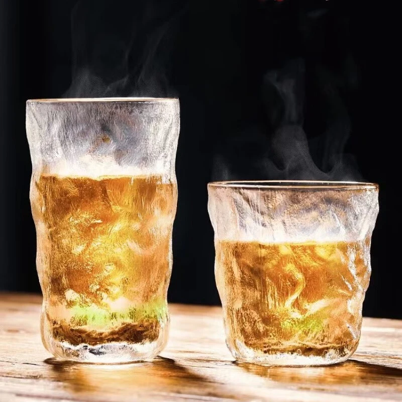 玻璃杯子ins风新款冰川杯简约啤酒杯牛奶杯高颜值玻璃水杯冰川纹