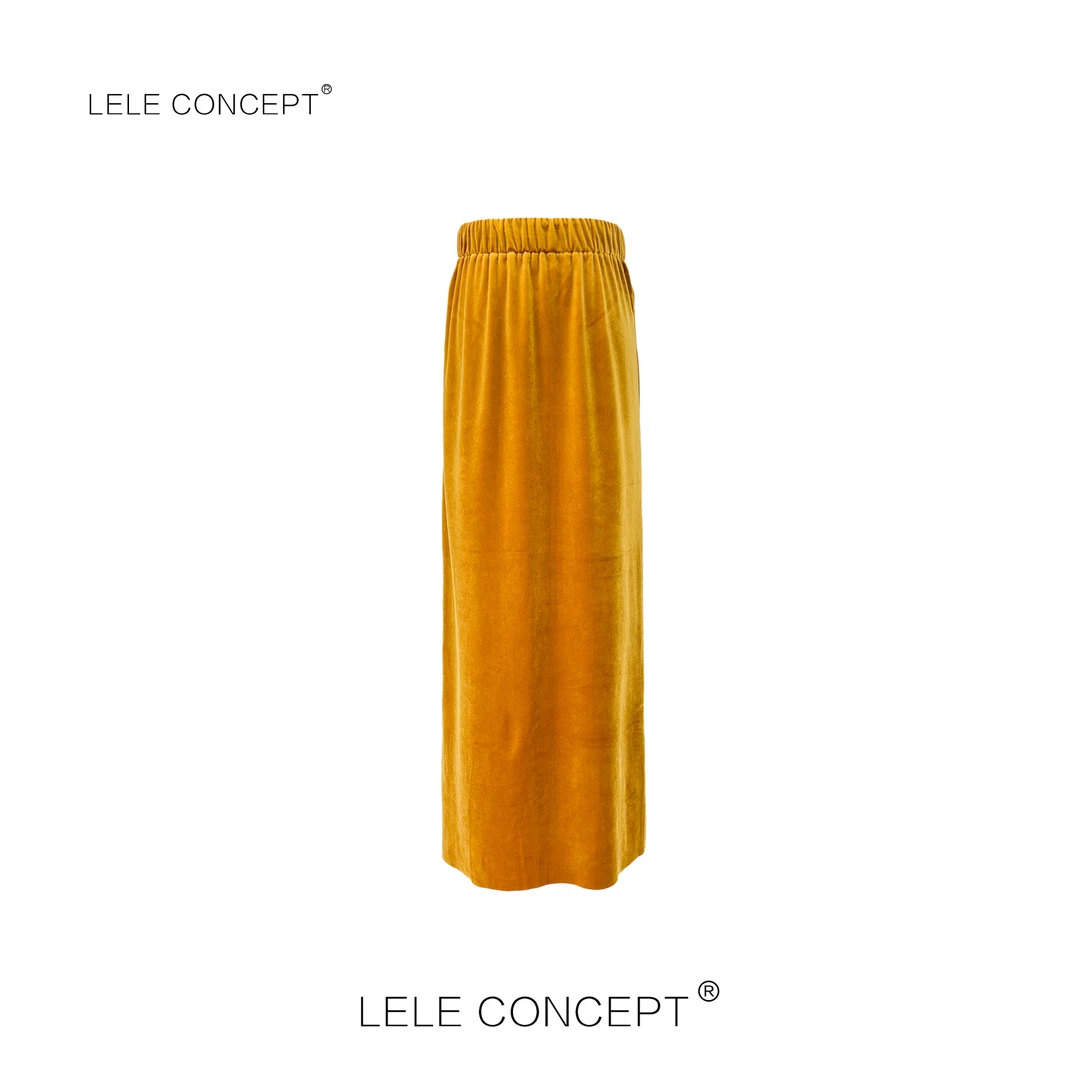 LELE CONCEPT丨后开叉丝绒半裙Q0511