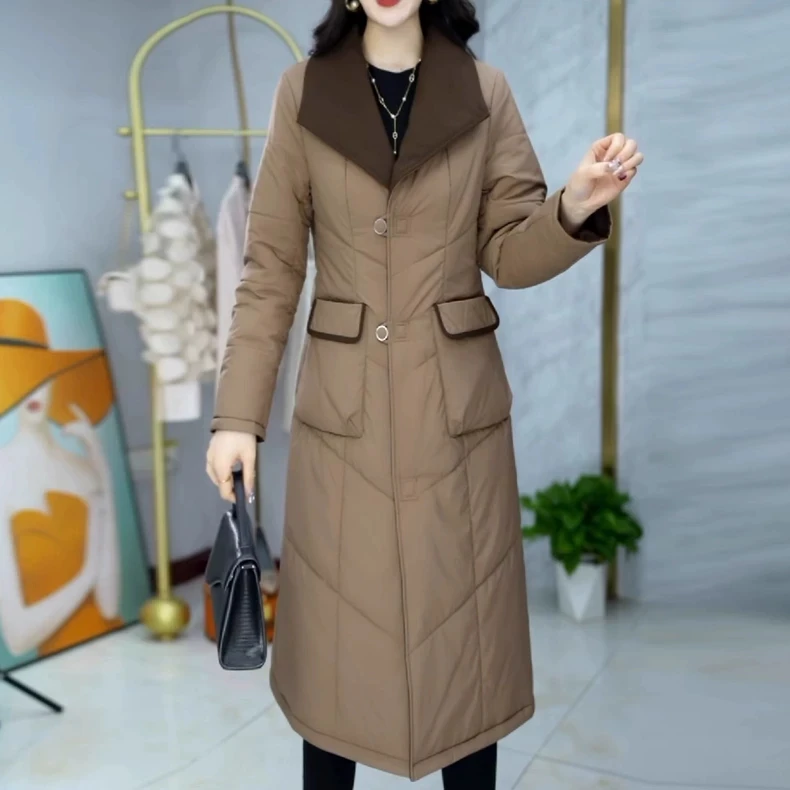 高级夹棉中长款两面穿棉衣2025新款冬季显瘦保暖加厚洋气修身棉服