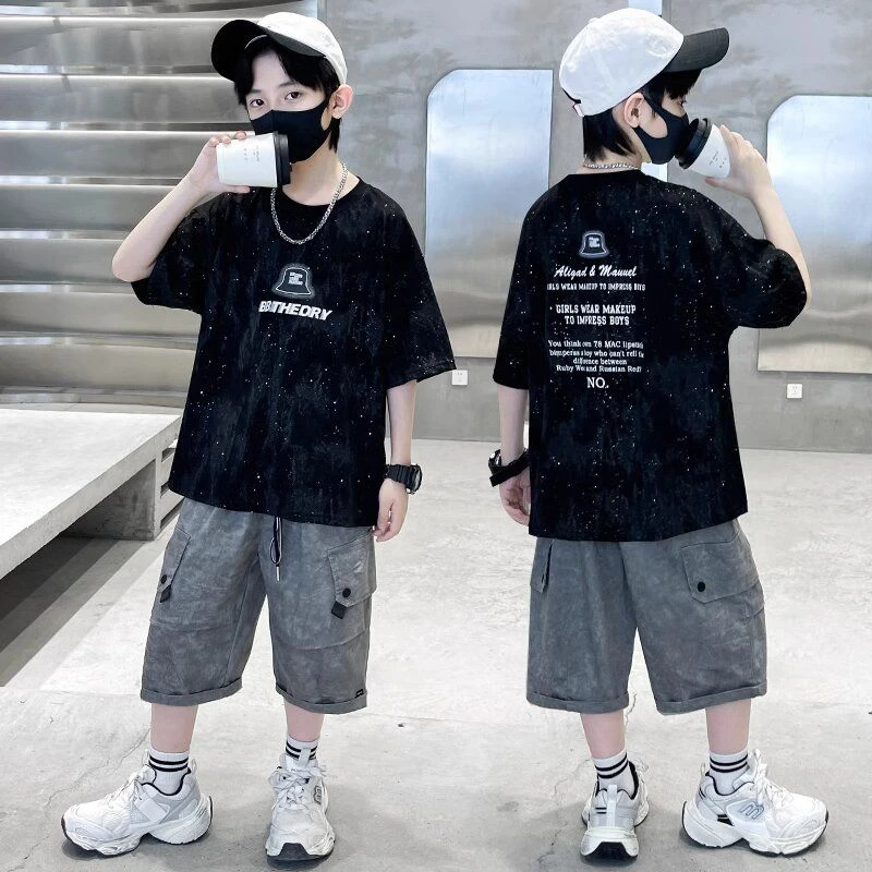 男童夏季套装2025新款儿童夏装休闲中大童夏款洋气帅气两件套