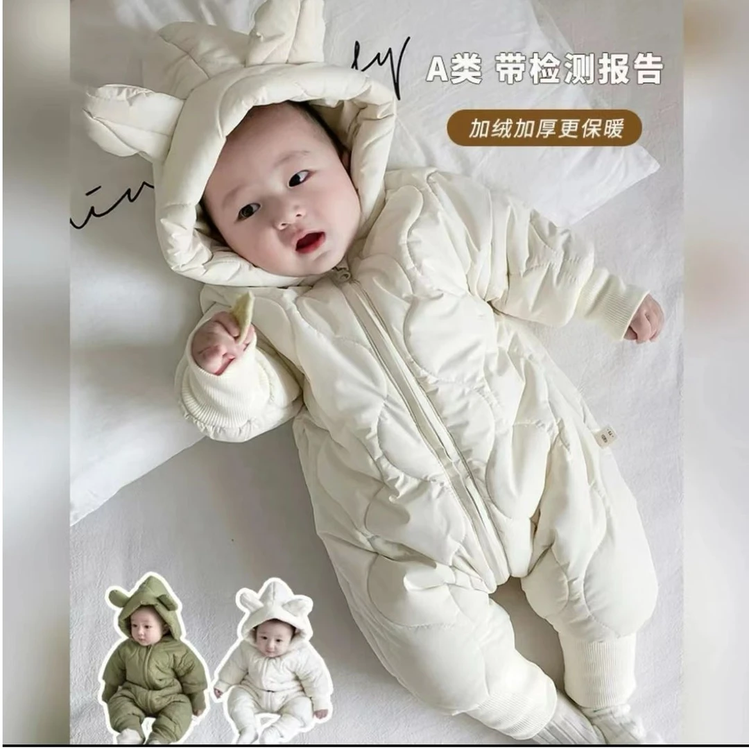 葫芦耳朵哈衣婴儿连体衣连帽儿童冬装连体衣冬季加厚