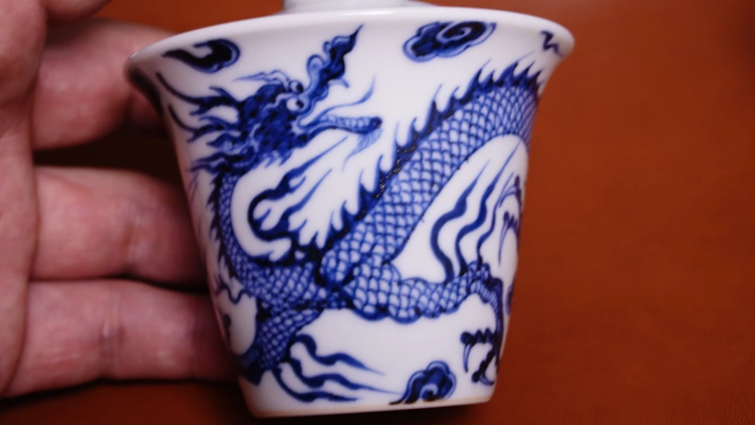 克勤堂同款马蹄云龙纹岩茶盖碗纯手工陶瓷
