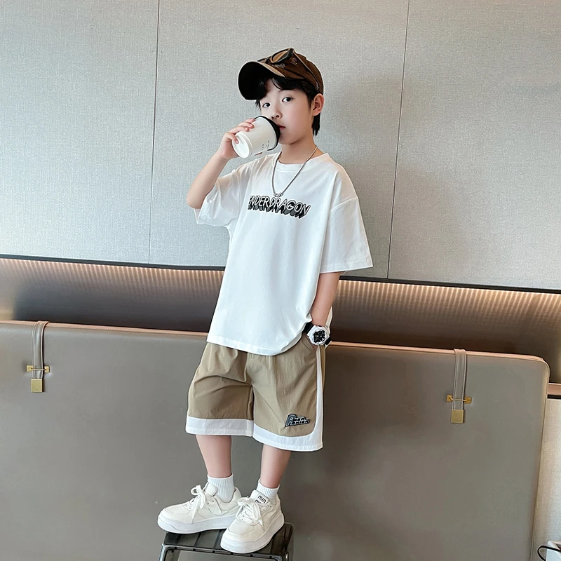 男童夏装套装2025新款夏季短袖中大童儿童男孩轻薄运动短裤帅气潮