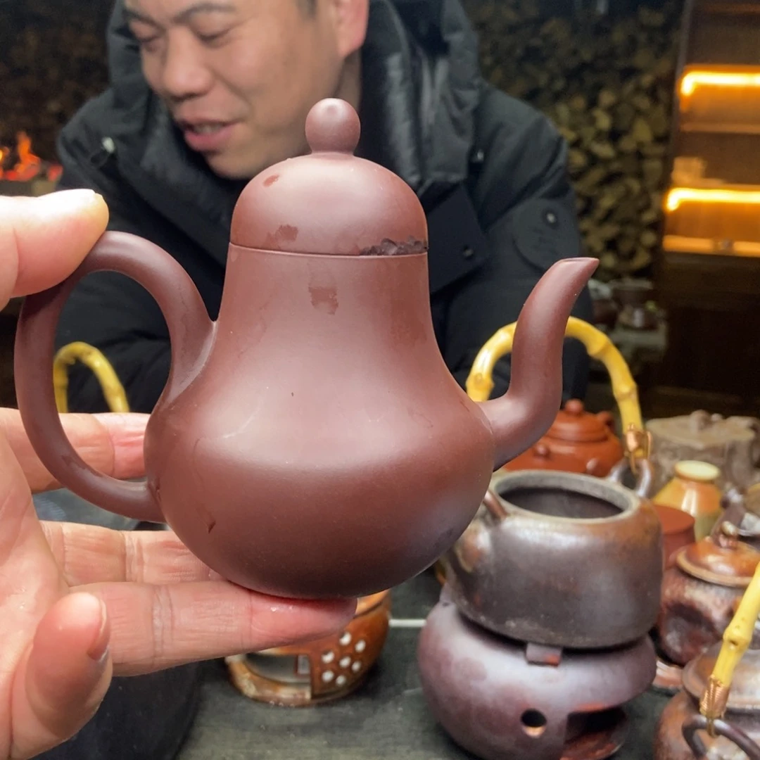 紫砂手工朱泥手工石亭壶