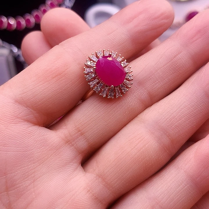 银S925镶嵌戒指红宝石