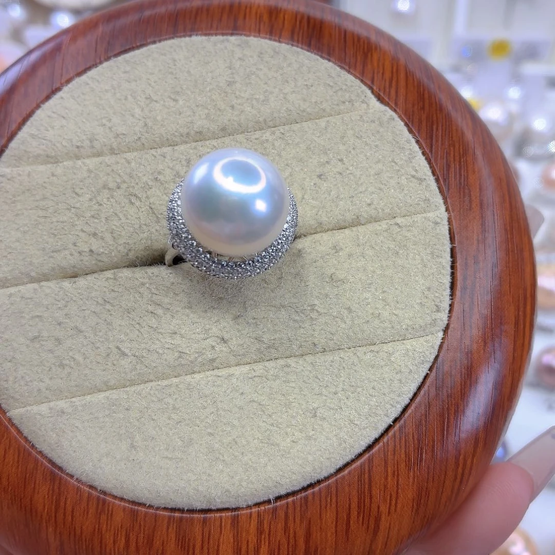 猪***宝淡水珍珠戒指银S925镶嵌