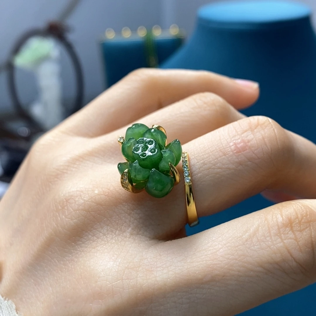 和田玉戒指银S925镶嵌