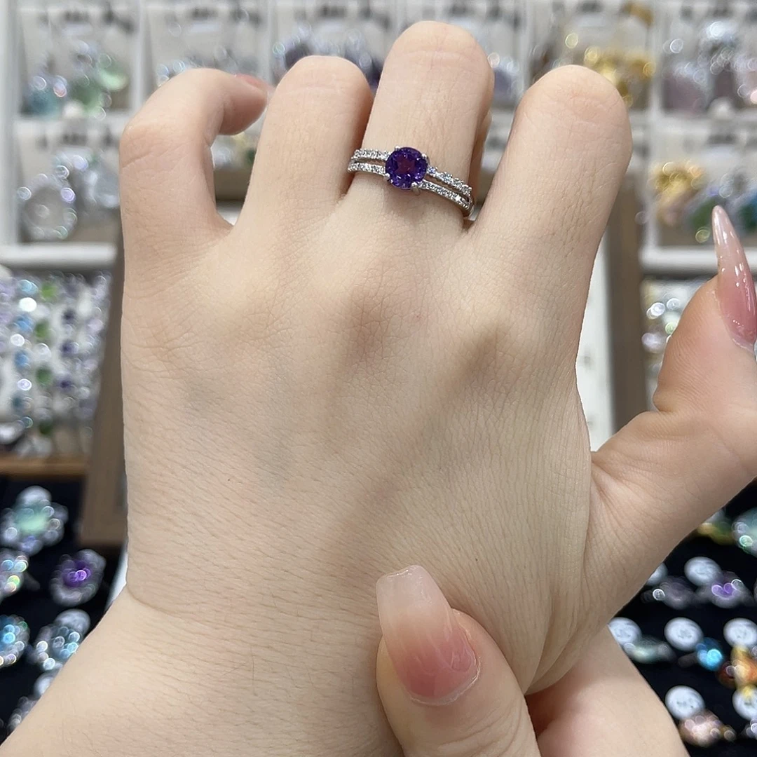 C****戒指银S925镶嵌紫晶