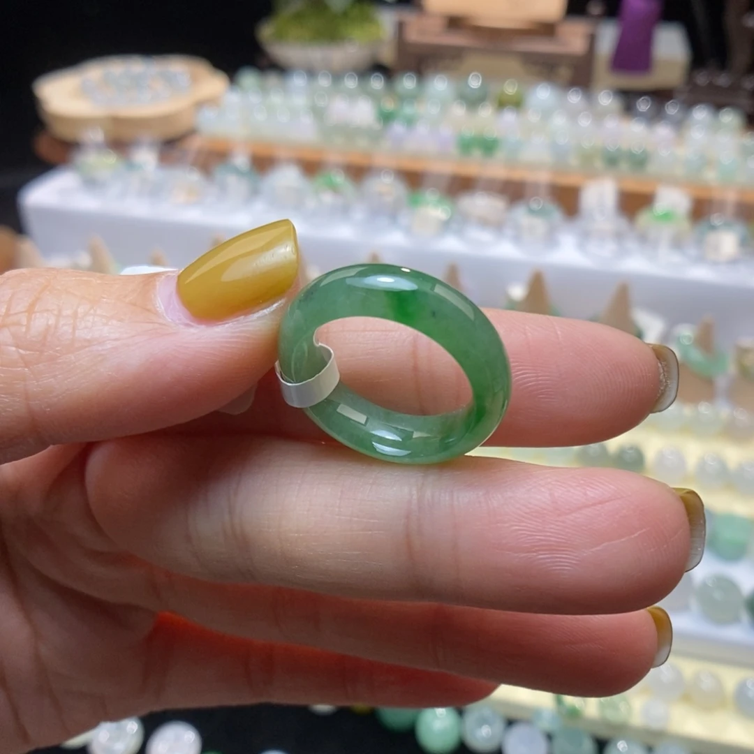 翡翠未镶嵌戒指12号满绿