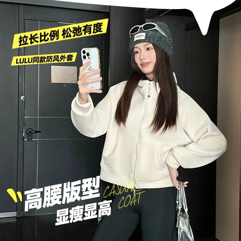 元族2025秋冬新款奥粒绒重磅加厚连帽卫衣户外运动休闲开衫外套女